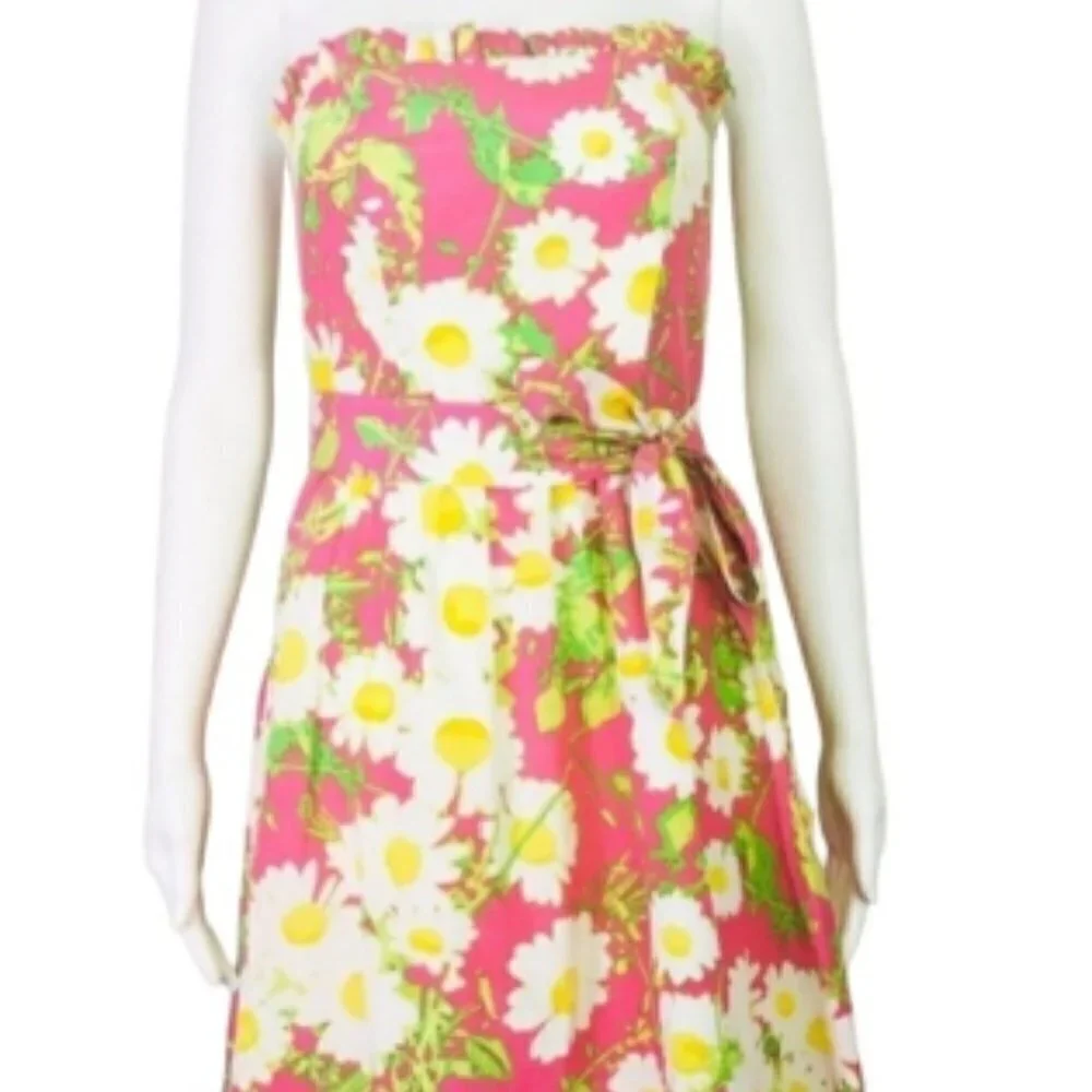 Lilly Pulitzer Hotty Pink Floral Strapless Dress 0 - Picture 8 of 8
